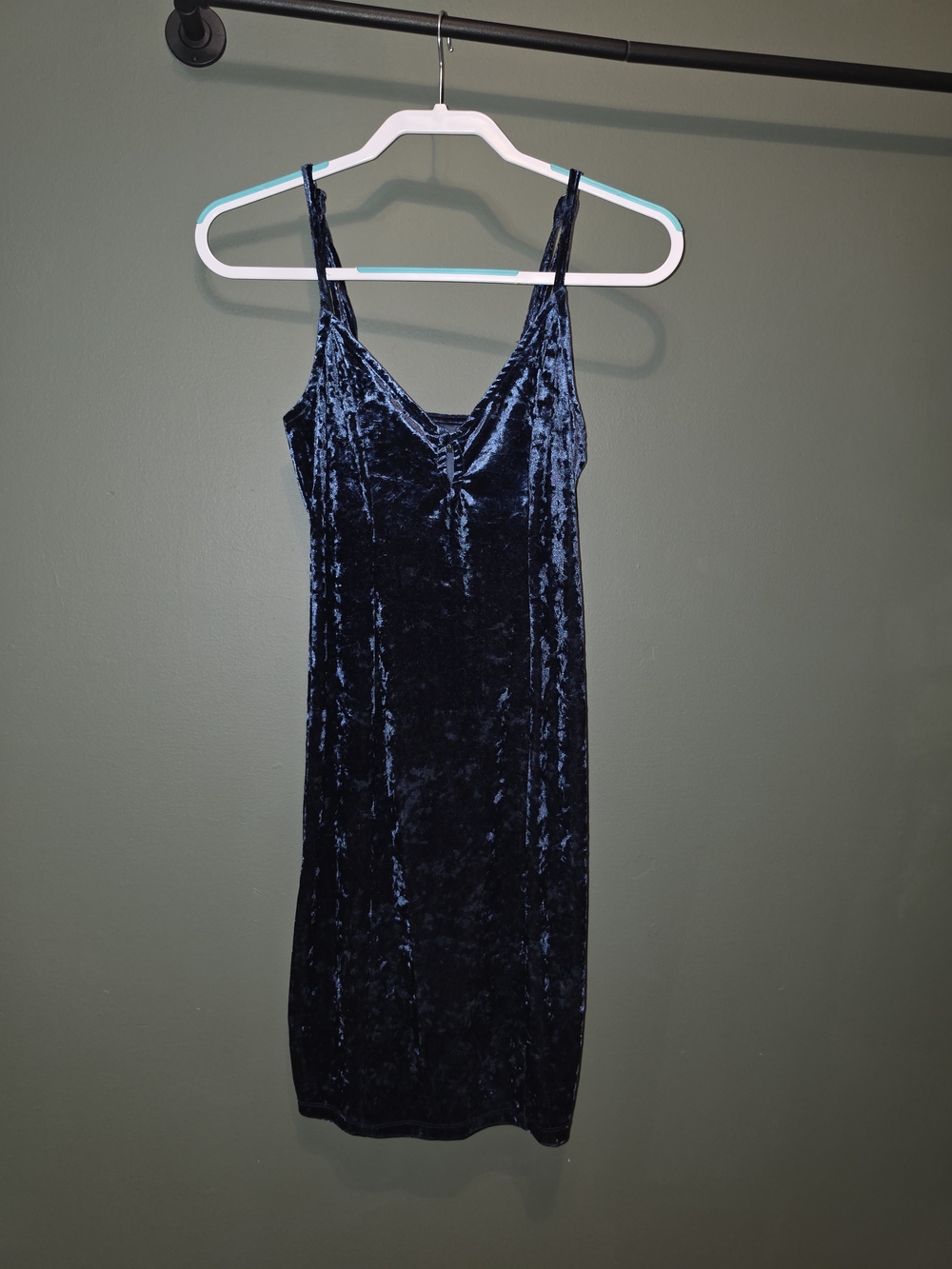 Kendall & Kylie Navy Crushed Velvet Midi Slip Dress